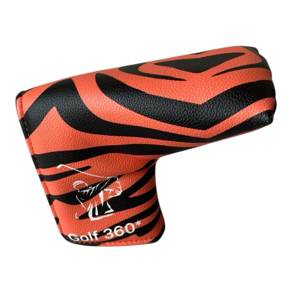 Golf 360 Degree Tiger Orange Black Blade Putter Headcover Head Cover Magnetic - Picture 5 of 9